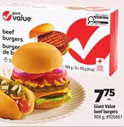 Giant Tiger Giant Value beef burgers offer