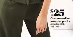 Giant Tiger Cashmere-like sweater pants offer