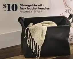 Giant Tiger Storage bin with faux leather handles offer