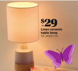 Giant Tiger Linen ceramic table lamp offer