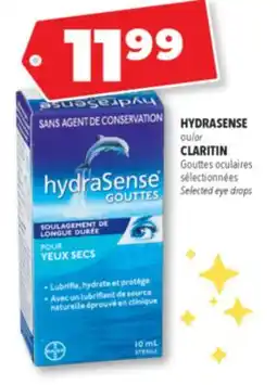 Familiprix HYDRASENSE or CLARITIN, Selected eye drops offer