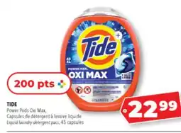 Familiprix TIDE, Power Pods Oxi Max, Liquid laundry detergent pacs, 45 capsules offer