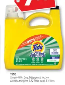 Familiprix TIDE, Simply All in One, Laundry detergent, 2,72 or 3,1 litres offer