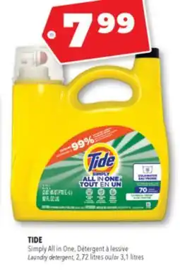 Familiprix TIDE, Simply All in One, Laundry detergent, 2,72 litres or 3,1 litres offer