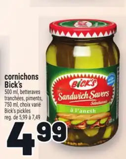 Metro CORNICHONS BICK'S | BICK'S PICKLES offer
