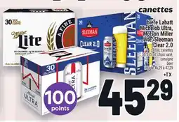 Metro BIÈRE LABATT MICHELOB ULTRA, MOLSON MILLER LITE, SLEEMAN CLEAR 2.0 | BEER offer