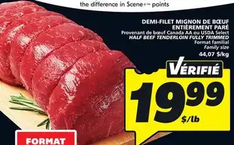 IGA HALF BEEF TENDERLOIN FULLY TRIMMED offer
