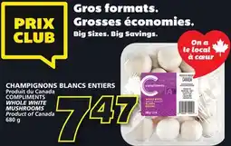 IGA COMPLIMENTS WHOLE WHITE MUSHROOMS offer