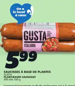 IGA GUSTA PLANT-BASED SAUSAGES offer