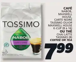 IGA NABOB CHAI LATTE TASSIMO COFFEE OR TEA offer