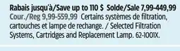 Canadian Tire Rainfresh Selected Filtration Systems, Cartridges and Replacement Lamp offer