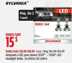 Canadian Tire Sylvania ZEVO LED Headlight Bulbs offer