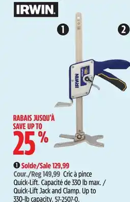 Canadian Tire Irwin Quick-Lift Jack and Clamp offer