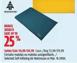 Canadian Tire Woods Selected Self-Inflating Air Mattresses or Mat offer