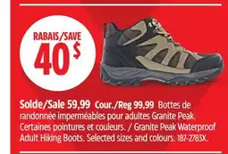 Canadian Tire Granite Peak Waterproof Adult Hiking Boots offer