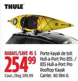 Canadian Tire Thule 835 Hull-a-Port Pro Rooftop Kayak Carrier offer
