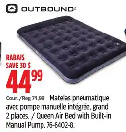 Canadian Tire Outbound Queen Air Bed with Built-in Manual Pump offer