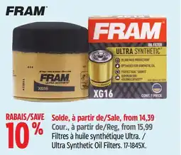 Canadian Tire Fram Ultra Synthetic Oil Filters offer