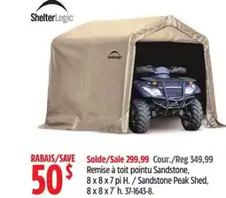 Canadian Tire Shelter Logic Sandstone Peak Shed offer