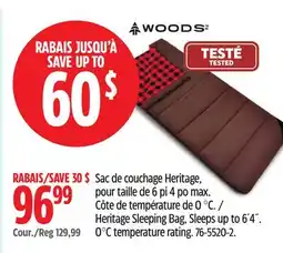 Canadian Tire Woods Heritage Sleeping Bag offer