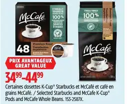 Canadian Tire Selected Starbucks and McCafe K-Cup Pods and McCafe Whole Beans offer