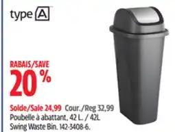 Canadian Tire Type A 42L Swing Waste Bin offer