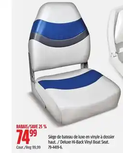 Canadian Tire Leopard Deluxe Hi-Back Vinyl Boat Seat offer