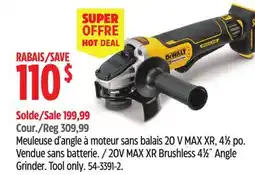 Canadian Tire DEWALT 20V MAX XR Brushless 41⁄2˝ Angle Grinder offer