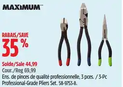 Canadian Tire Maximum 3-Pc Professional-Grade Pliers Set offer