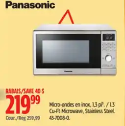 Canadian Tire Panasonic 1.3 Cu-Ft Microwave, Stainless Steel offer
