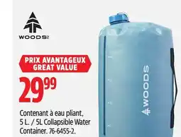 Canadian Tire Woods 5L Collapsible Water Container offer