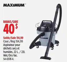 Canadian Tire MAXIMUM 22L Wet/Dry Vac offer