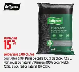 Canadian Tire Golfgreen Premium 100% Cedar Mulch, 42.5L offer