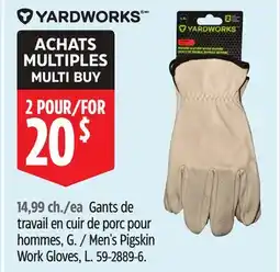 Canadian Tire Yardworks Men's Pigskin Work Gloves, L offer