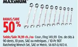 Canadian Tire MAXIMUM 10-Pc 90T Ratcheting Wrench Set, SAE or Metric offer