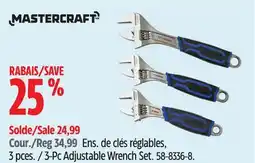 Canadian Tire Mastercraft 3-Pc Adjustable Wrench Set offer