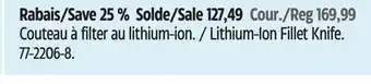 Canadian Tire Lithium-Ion Fillet Knife offer