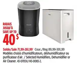 Canadian Tire Selected Humidifiers, Dehumidifier or Air Cleaner offer
