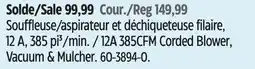 Canadian Tire 12A 385CFM Corded Blower, Vacuum & Mulcher offer