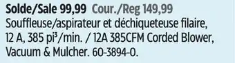 Canadian Tire 12A 385CFM Corded Blower, Vacuum & Mulcher offer