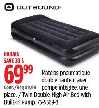 Canadian Tire Outbound Twin Double-High Air Bed with Built-in Pump offer