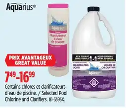 Canadian Tire Aquarius elected Pool Chlorine and Clarifiers offer