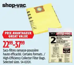 Canadian Tire shop-vac High-Efficiency Collector Filter Bags offer