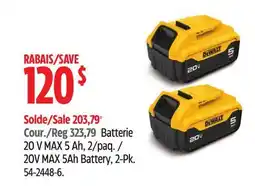 Canadian Tire DEWALT 20V MAX 5Ah Battery offer