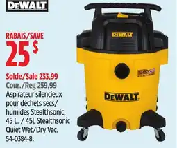 Canadian Tire Dewalt 45L Stealthsonic Quiet Wet/Dry Vac offer