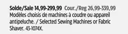 Canadian Tire Selected Sewing Machines or Fabric Shaver offer