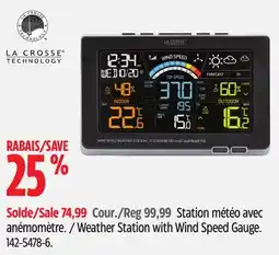 Canadian Tire La Crosse Weather Station with Wind Speed Gauge offer