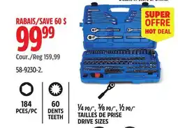 Canadian Tire Mastercraft Socket Set, 184-pc, SAE / Metric, CRV, Nickel-Chrome Plating offer
