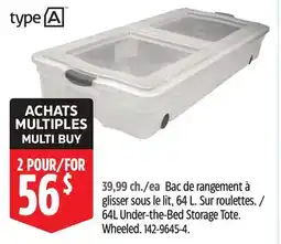 Canadian Tire Type A 64L Under-the-Bed Storage Tote offer