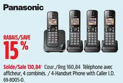 Canadian Tire Panasonic 4-Handset Phone with Caller I.D offer